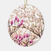 Bloomende roze Paarse Magnolias Spring Flower Keramisch Ornament (Links)