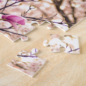 Bloomende roze Paarse Magnolias Spring Flower Legpuzzel (Zijkant)