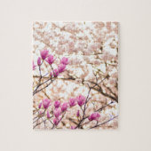 Bloomende roze Paarse Magnolias Spring Flower Legpuzzel (Verticaal)