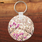 Bloomende roze Paarse Magnolias Spring Flower Sleutelhanger (Voorkant)