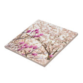 Bloomende roze Paarse Magnolias Spring Flower Tegeltje (Zijkant)