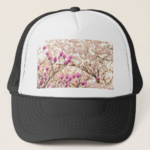 Bloomende roze Paarse Magnolias Spring Flower Trucker Pet
