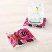 Bloomende Rozen Glazen Onderzetter (Schuin)