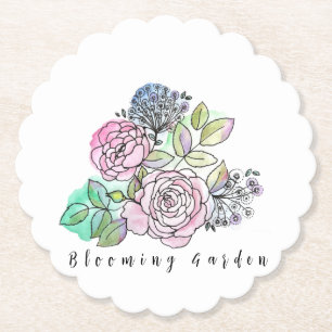 Bloomende rozen in waterverf T-Shirt Baby B Kartonnen Onderzetters
