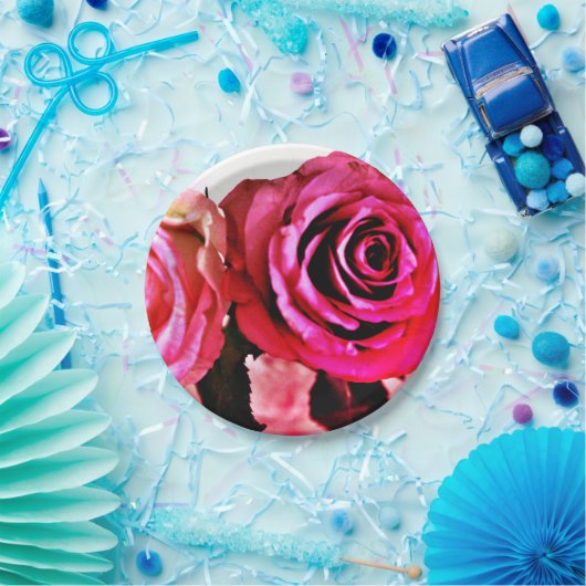 Bloomende Rozen Papieren Bordje (Feest)