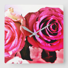 Bloomende Rozen Vierkante Klok
