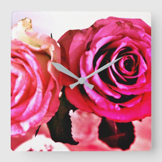 Bloomende Rozen Vierkante Klok (Voorkant)