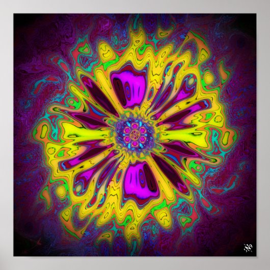 Bloomende ster-bloem v2 patronen pareidolia poster (Voorkant)