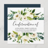 Bloomende witte bloemen Groene LEF bevestiging Kaart (Voorkant / Achterkant)