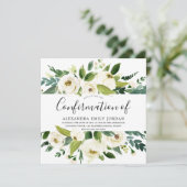 Bloomende witte bloemen Groene LEF bevestiging Kaart (Staand voorkant)