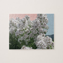 Bloomende witte bloemen Jigzaag Puzzle Legpuzzel