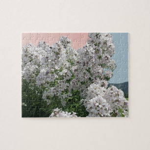 Bloomende witte bloemen Jigzaag Puzzle Legpuzzel
