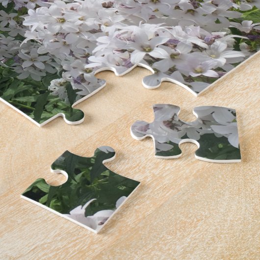 Bloomende witte bloemen Jigzaag Puzzle Legpuzzel (Zijkant)