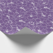 Bloomende witte hibiscus bloemen op Paars Cadeaupapier (Hoek)