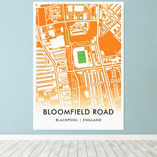 Bloomfield Road Stadium in Blackpool, Verenigd Kon Canvas Afdruk (Insitu (Houten vloer))