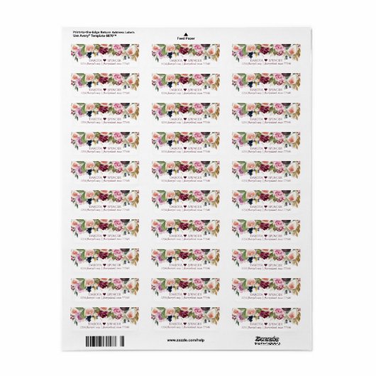 Bloomfiguren | Adres Moody Floral en Heart Etiket (Full Sheet)