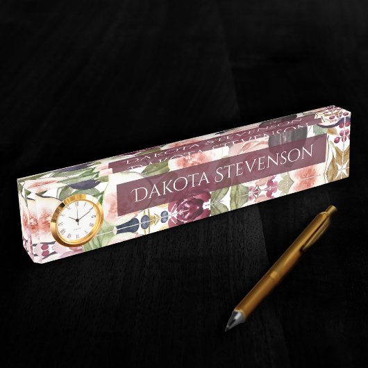 Bloomfiguren | Elegant Waterverf Floral en naam Naambordje