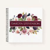 Bloomfiguren | Elegant Waterverf Floral en naam Notitieboek (Voorkant)