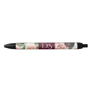 Bloomfiguren   Elegant Waterverf Floral en naam Zwarte Inkt Pen