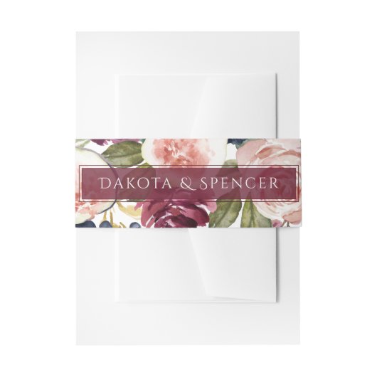 Bloomfiguren | Moody Waterverf Floral Wedding Uitnodigingen Wikkel (Voorkant Voorbeeld)