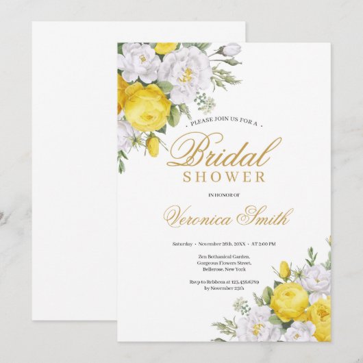 Bloomgeel wit rozen pony vrijgezellenfeest kaart (Voorkant / Achterkant)