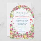 Bloomin' Baby Girl Bloemen en Harten Douche Kaart (Voorkant)