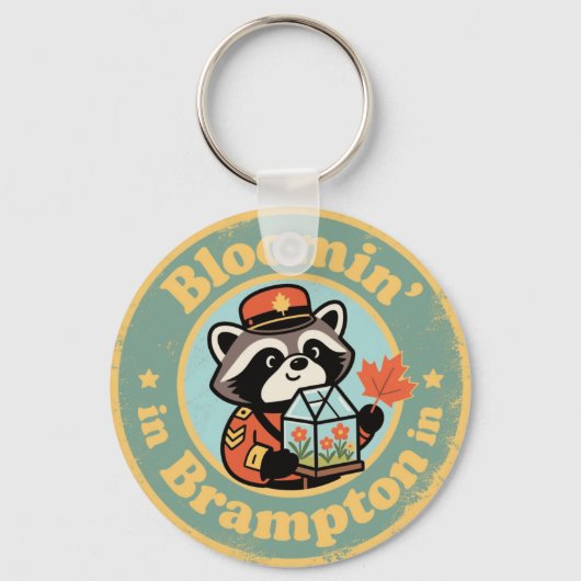 Bloomin' in Brampton met een grappige wasbeermount Sleutelhanger (Voorkant)