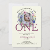 Bloomin in een wilde bloem foto 1e verjaardag kaart (Voorkant)