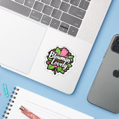 Bloomin Lovely Garden Flower Sticker (Laptop met iPhone)