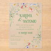 Bloomin’ Whimsy Wildflowers Acryl Uitnodigingen (Voorkant)