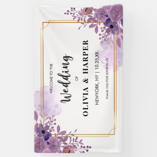 Blooming Amethyst  Golden Lijst Backdrop Ba Spandoek (Verticaal)