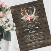 Blooming Antlers Country Chic Wedding Invitations Kaart