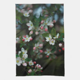 Blooming apple tree, moody spring theedoek