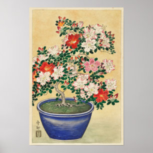 Blooming Azalea in Blue Pot door Ohara Koson Poster