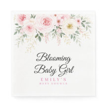 Blooming Baby Girl Bloemen Baby Shower Papier