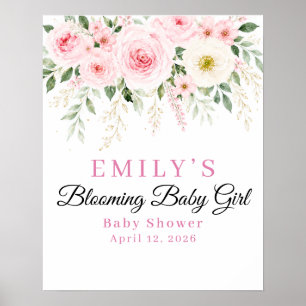 Blooming Baby Girl Bloemige Baby Shower Welkom Bor Poster