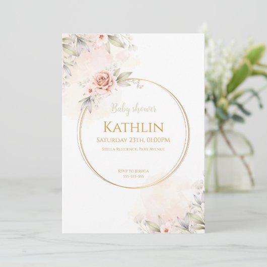 Blooming Baby shower Kaart (Staand voorkant)