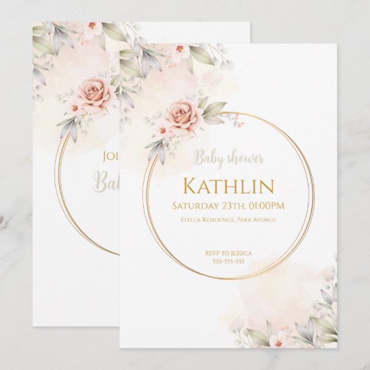 Blooming Baby shower Kaart (Voorkant / Achterkant)