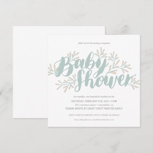 Blooming Baby shower Uitnodiging (Voorkant / Achterkant)