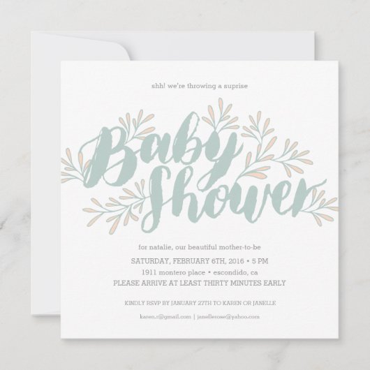 Blooming Baby shower Uitnodiging (Voorkant)