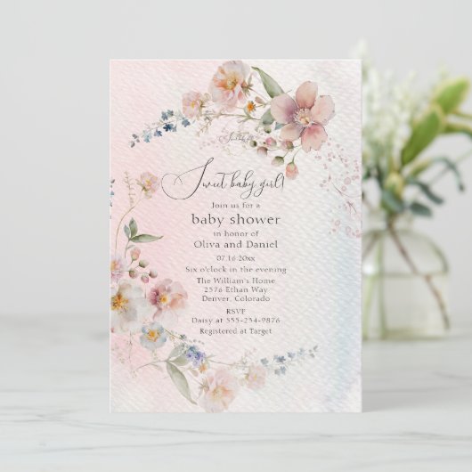 Blooming Baby shower van wilde bloemen Kaart (Staand voorkant)