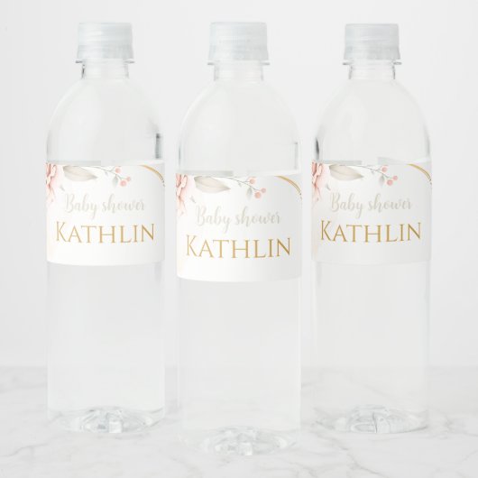 Blooming Baby shower Waterfles Etiket (Flessen)