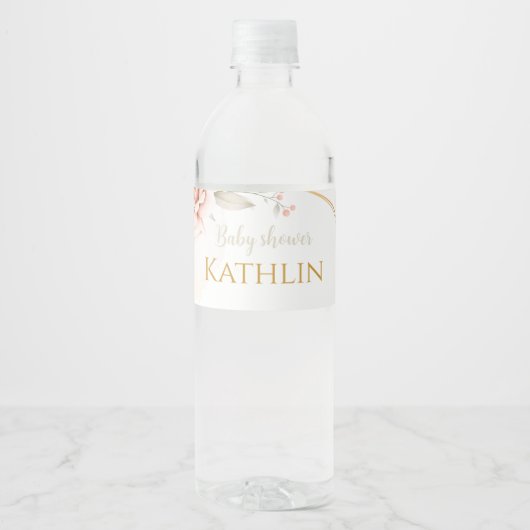 Blooming Baby shower Waterfles Etiket (Voorkant)