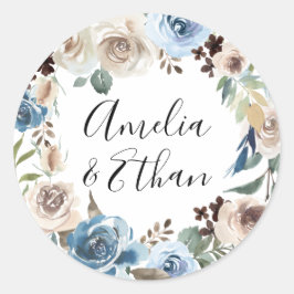 Blooming Beauty | Aangepaste bruiloft Ronde Sticker