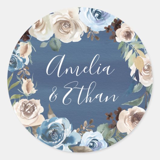 Blooming Beauty | Aangepaste bruiloft Ronde Sticker (Voorkant)