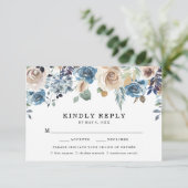 Blooming Beauty Bruiloft RSVP Kaart met Maaltijdke (Staand voorkant)