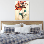 Blooming Beauty: Een rode en witte bloem Canvas Afdruk (Insitu (Slaapkamer))