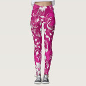 "Blooming Beauty: Fuchsia roze bloemige Leggings" Leggings (Voorkant)