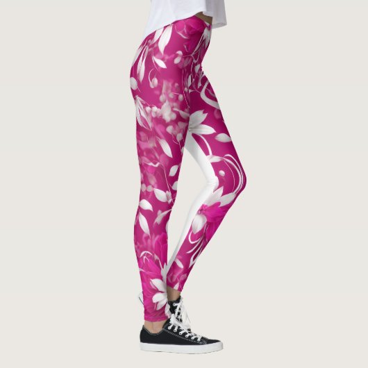 "Blooming Beauty: Fuchsia roze bloemige Leggings" Leggings (Rechts)