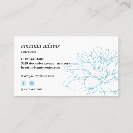 Blooming Beauty | Grijze blauw estheticus Visitekaartje (Achterkant)